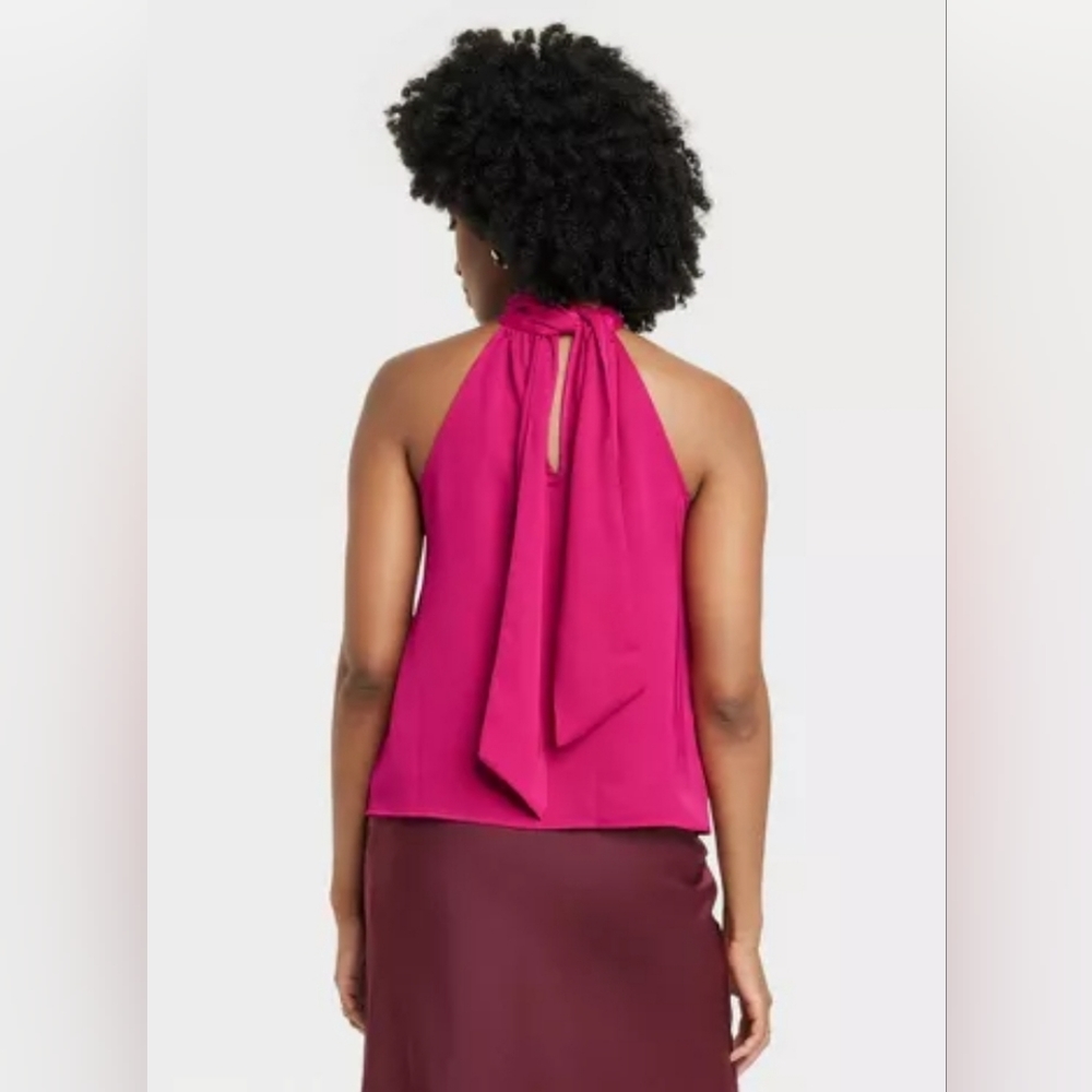 🔥NWT🔥SZ XSMALL Women's Satin Halter Top - A New Day - Picture 2 of 9